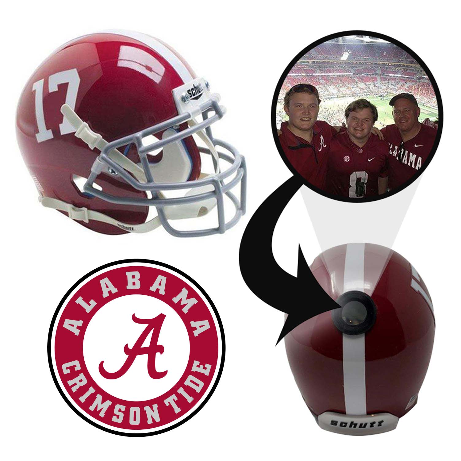 Alabama Crimson Tide College Football Collectible Mini Helmet - Picture Inside - FANZ Collectibles