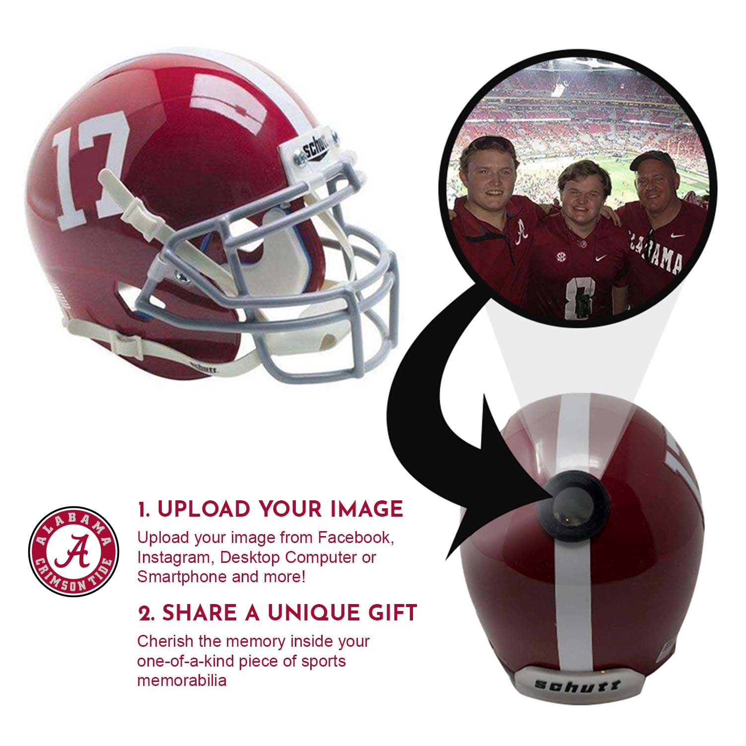 Alabama Crimson Tide College Football Collectible Mini Helmet - Picture Inside - FANZ Collectibles