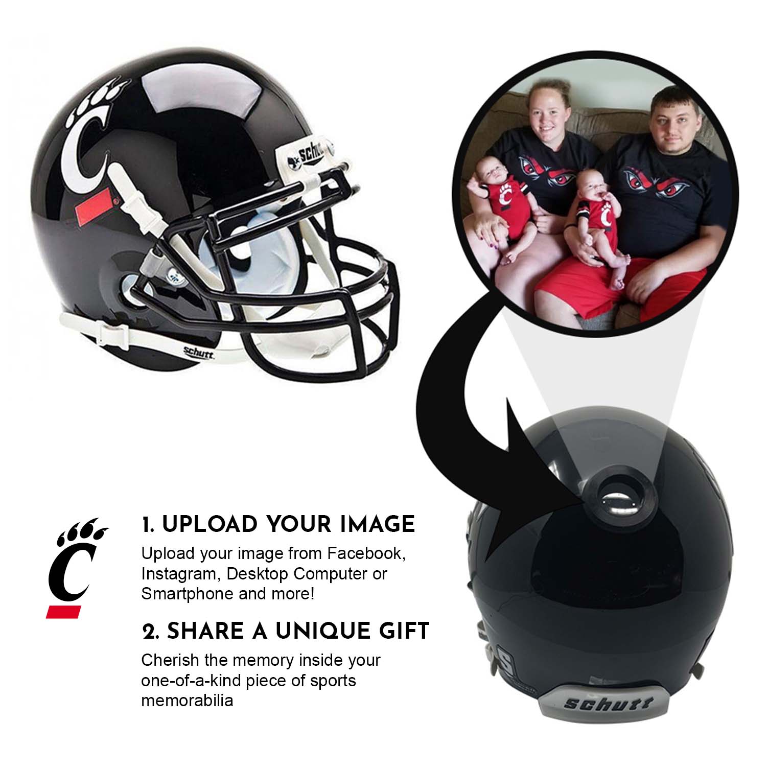 Cincinnati Bearcats College Mini Helmet - Custom Photo Collectible