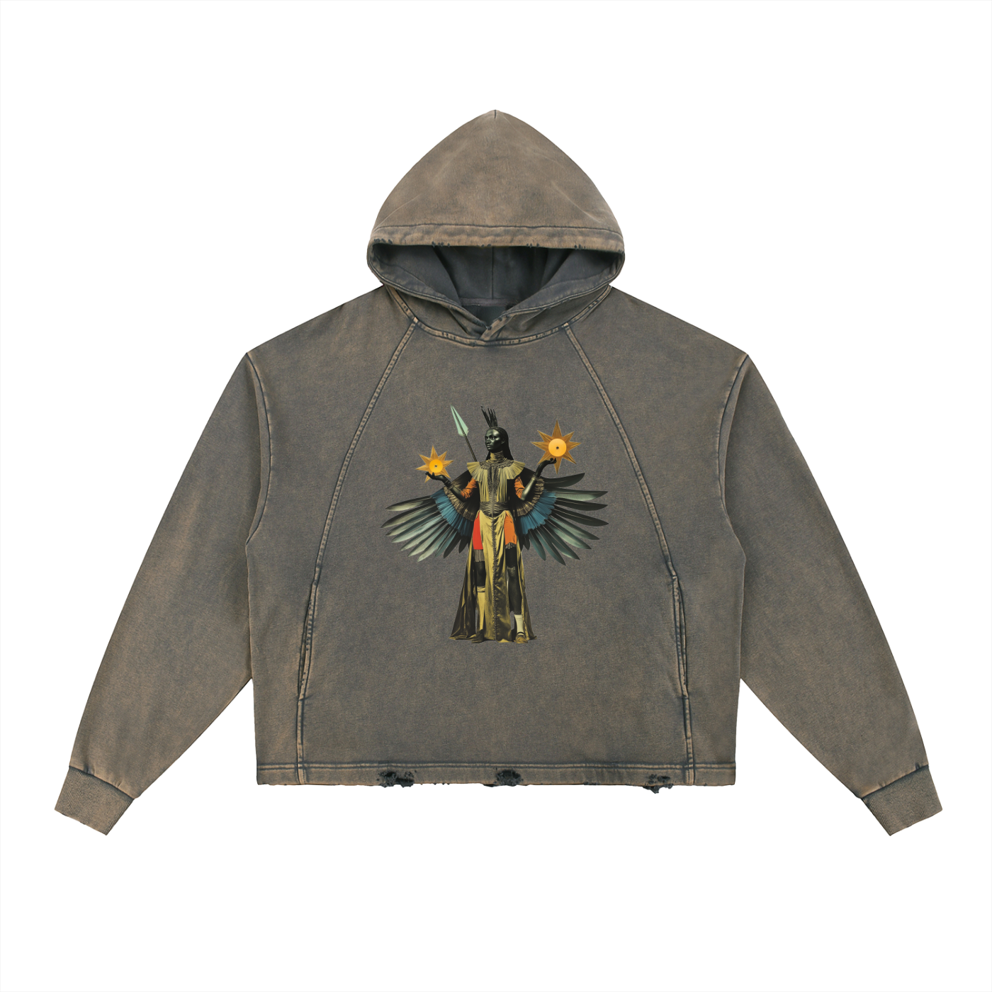 AmaruKhan O.G.'s Vintage Washed Frayed-Hem Hoodie