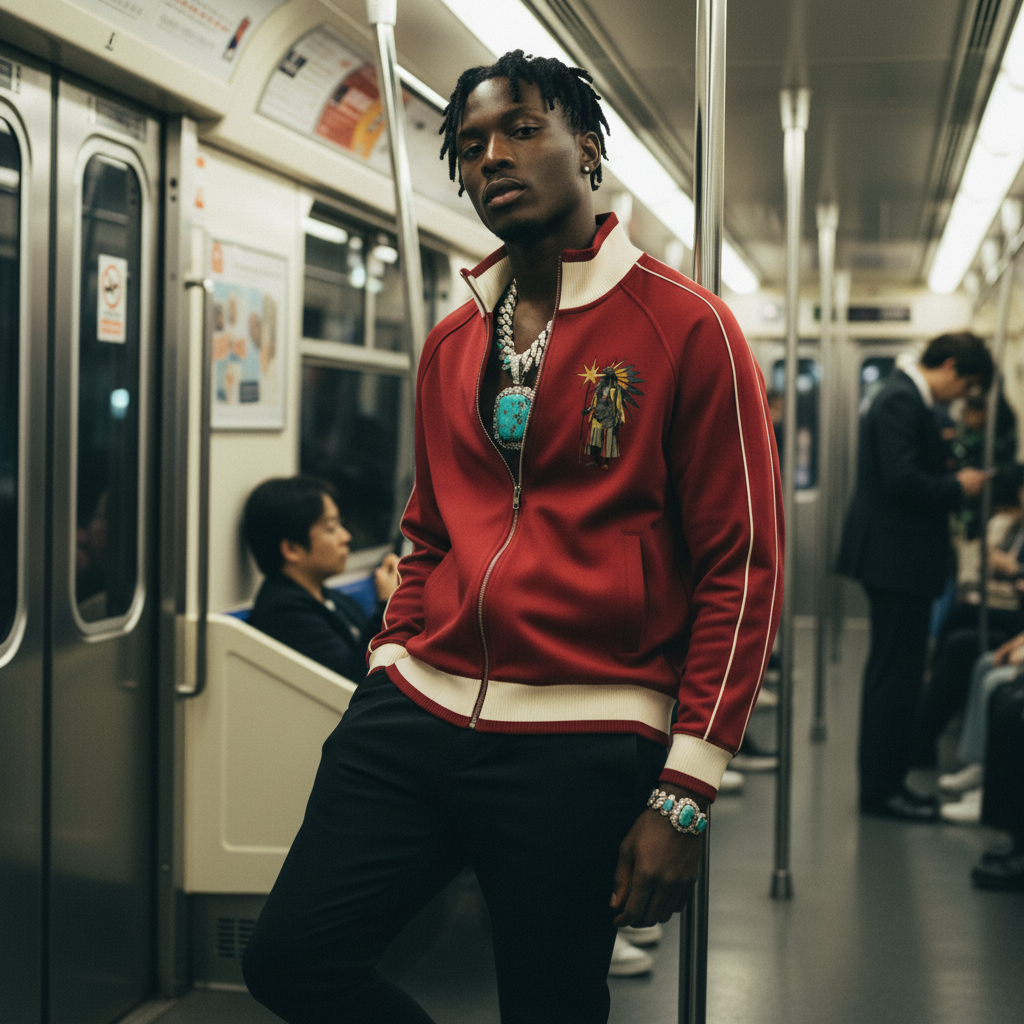 AmaruKhan Hebrews Color Block Raglan Sleeve Zip Track Jacket