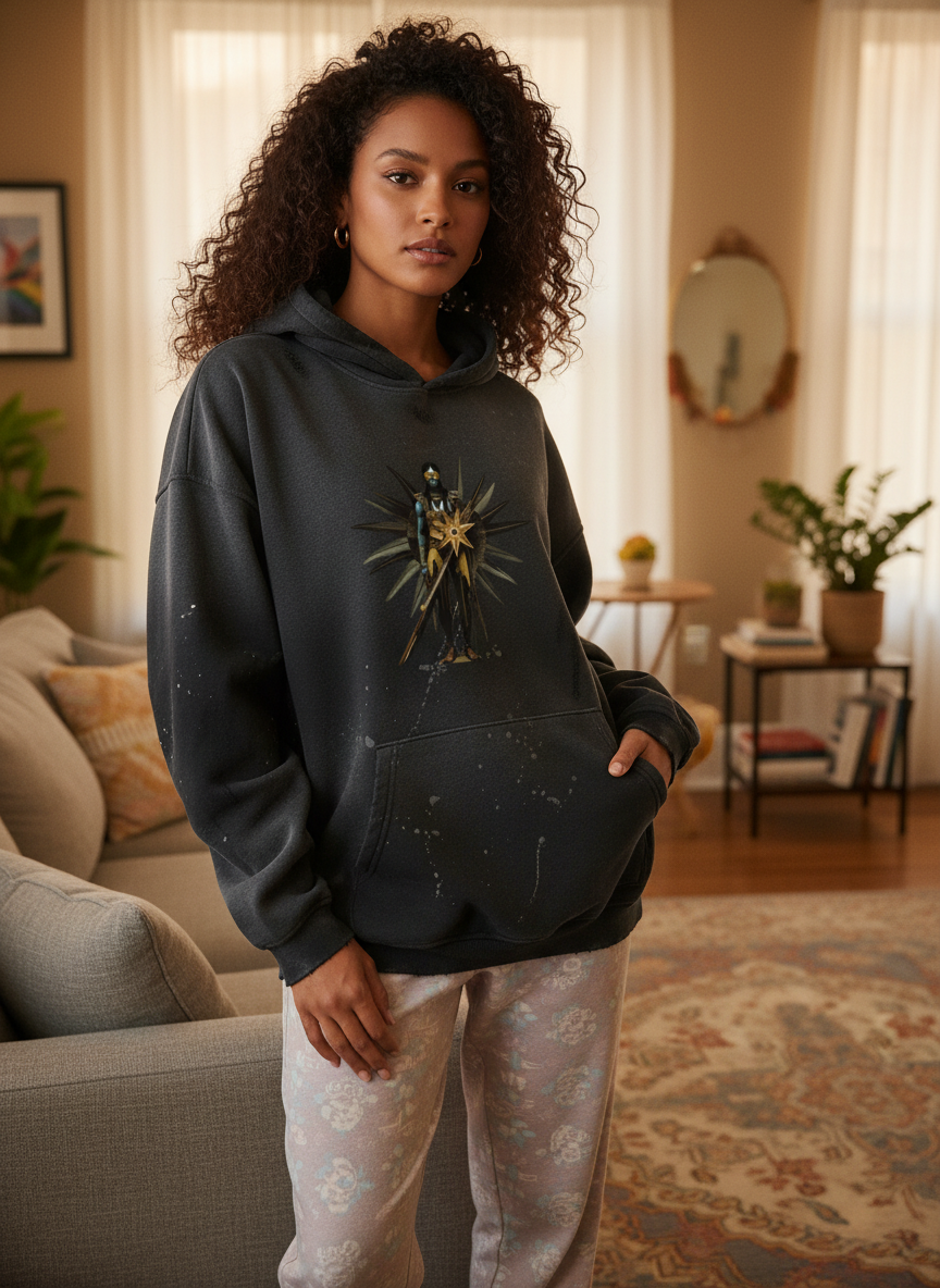 AmaruKhan Hebrews Vintage Washed Frayed Fleece Hoodie