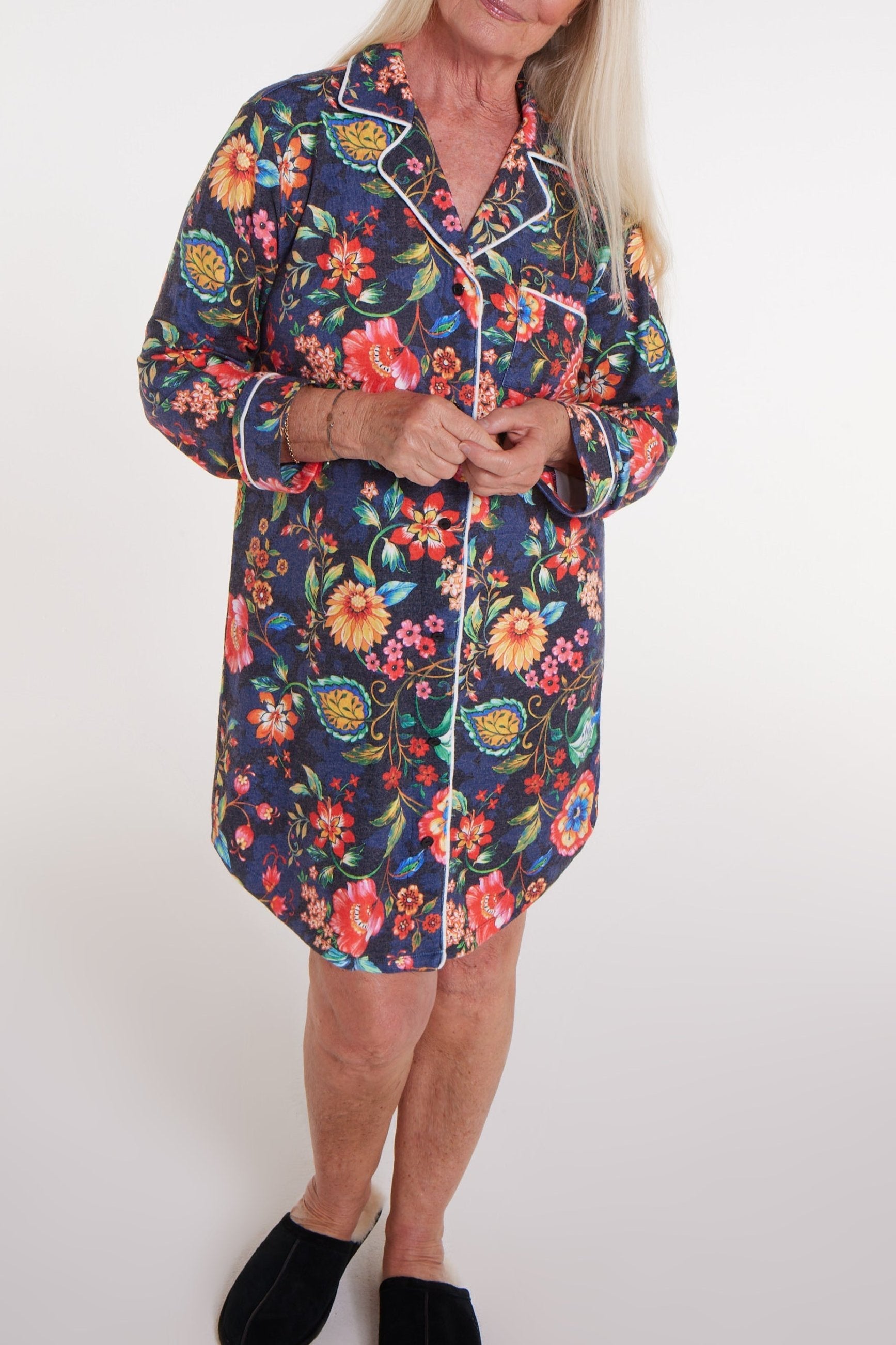 Cecilia Pajama Magnetic Dress in Blue Floral