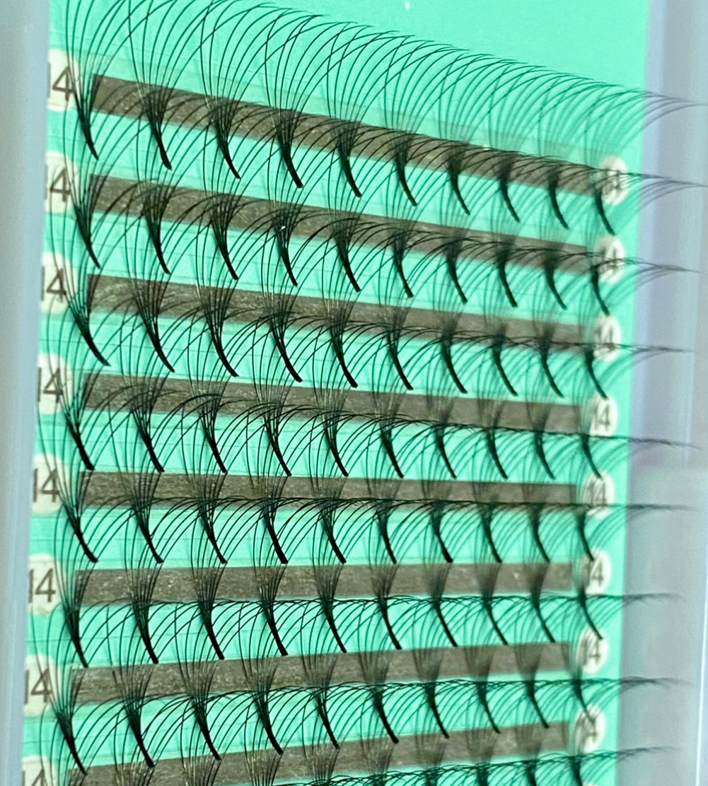 7D - 0.07mm Slim/Pointy Root Medium Stem Premade Fans 16 lines NO-Logo 160 fans【Sale】