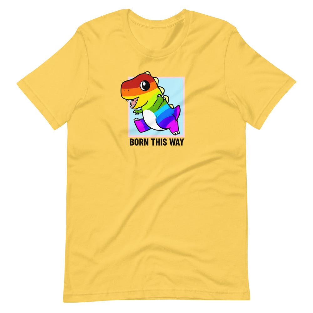 Born This Way LGBT Pride Cartoon Dinosaur Short-Sleeve Unisex T-Shirt