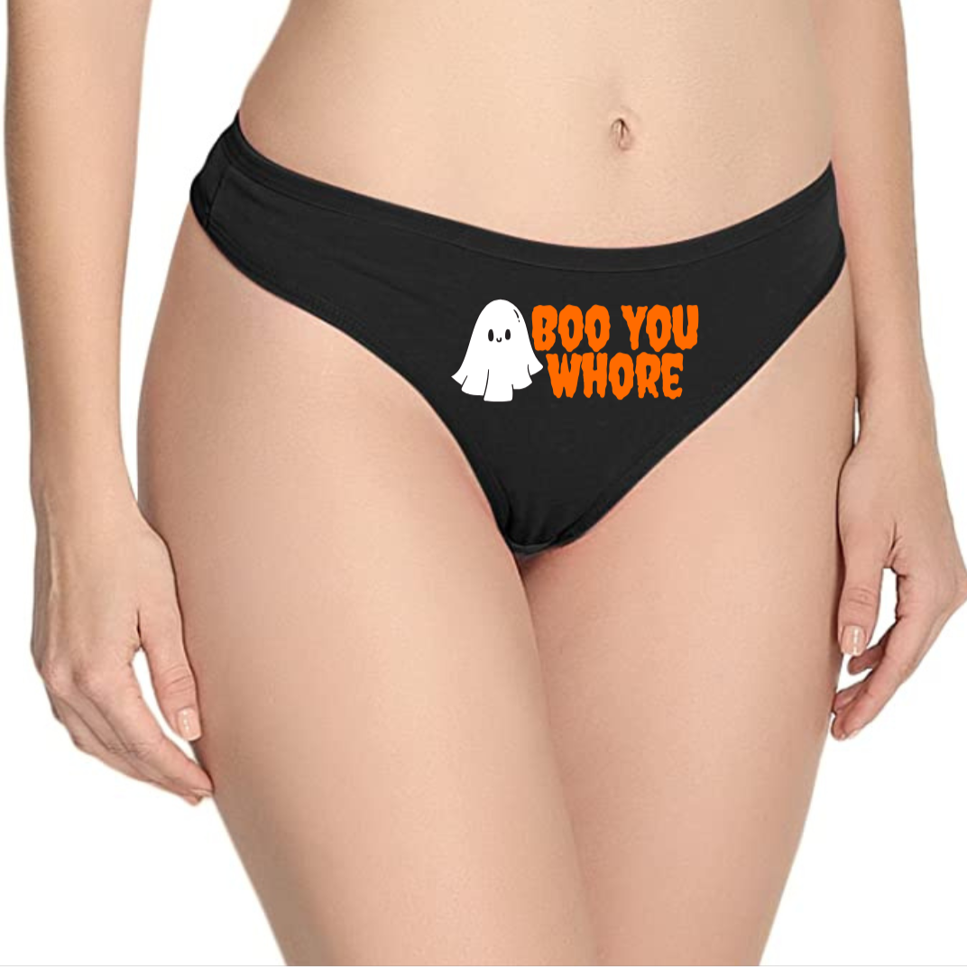 Boo You Whore Cotton Halloween Thong